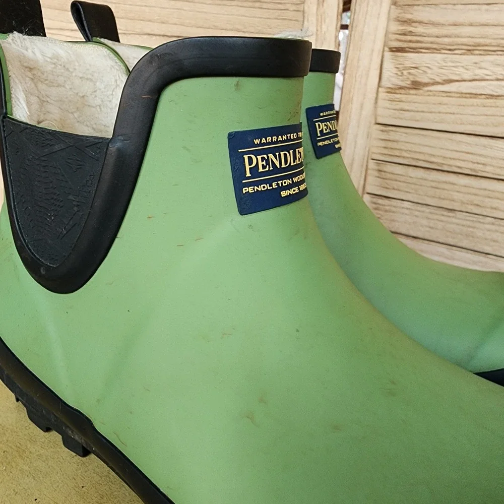 Pendleton Sz 10 Green Rubber Ankle Rain Boots Chelsea Waterproof Spring Pastel